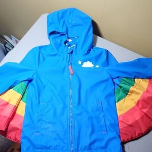 Cat & Jack Bright Blue Hooded Raincoat with Rainbow Lining